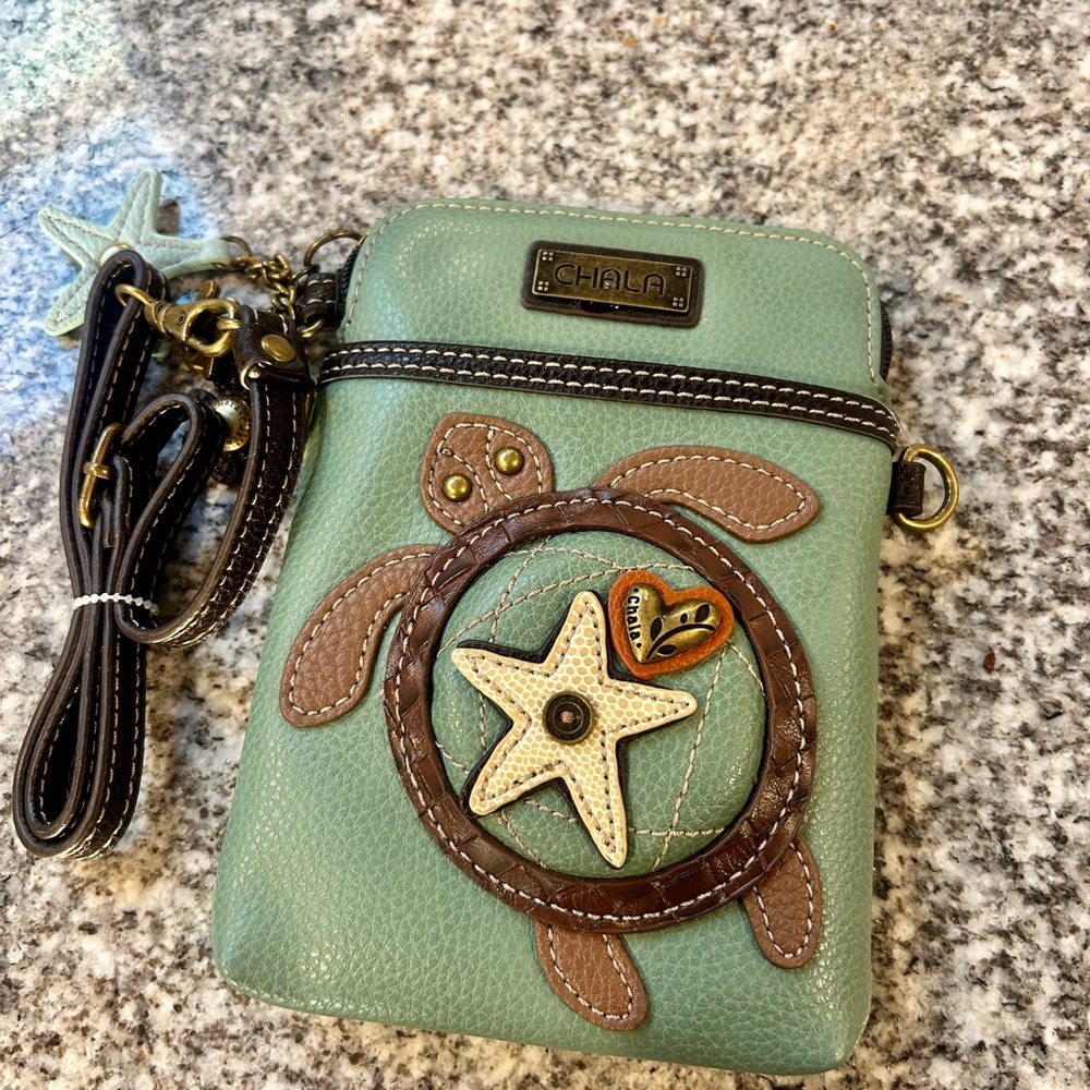 Chala Turtle Crossbody Bag - Mint Green and Brown